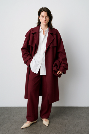 Burgundy Wide-Leg Trousers