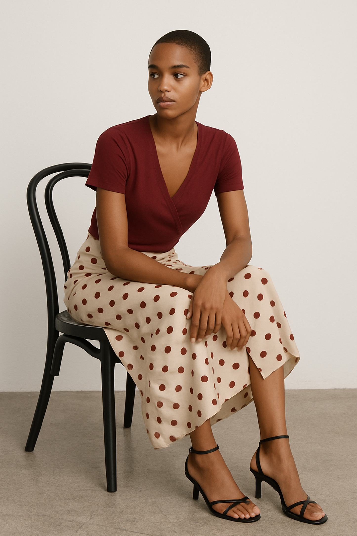Fitted Short-Sleeve Blouse
