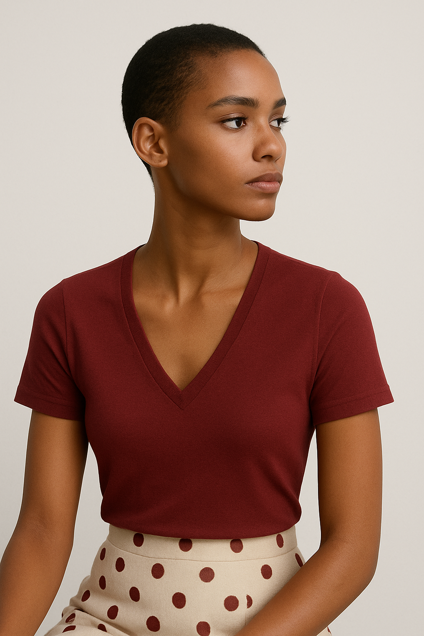 Fitted Short-Sleeve Blouse